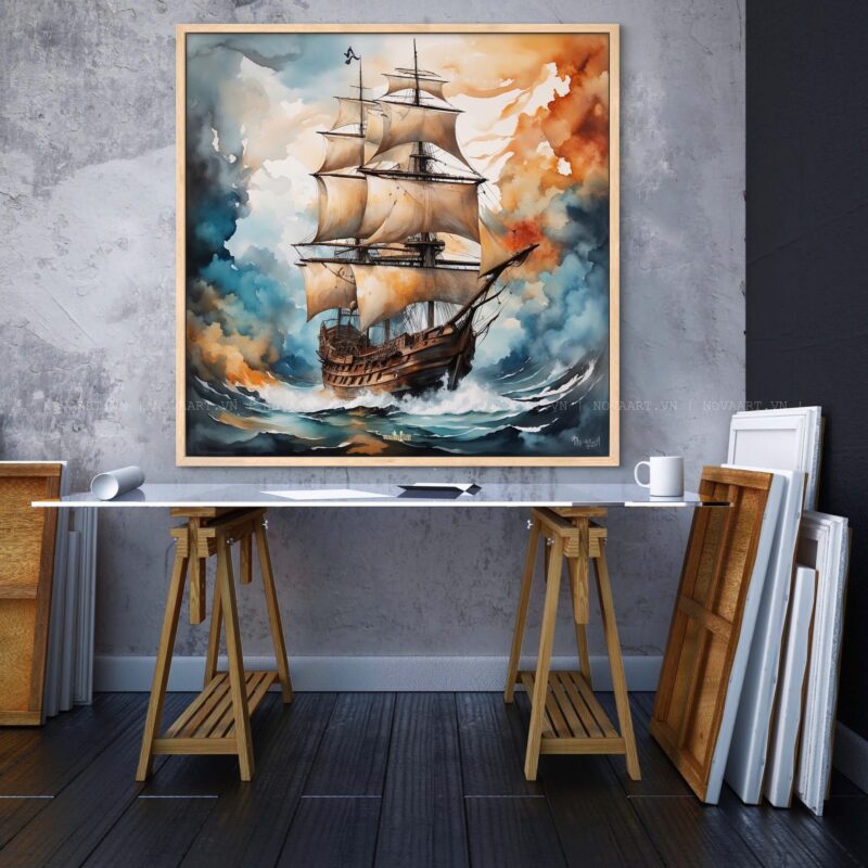 tranh canvas trang trí văn phòng - tranh thuận buồm xuôi gió
