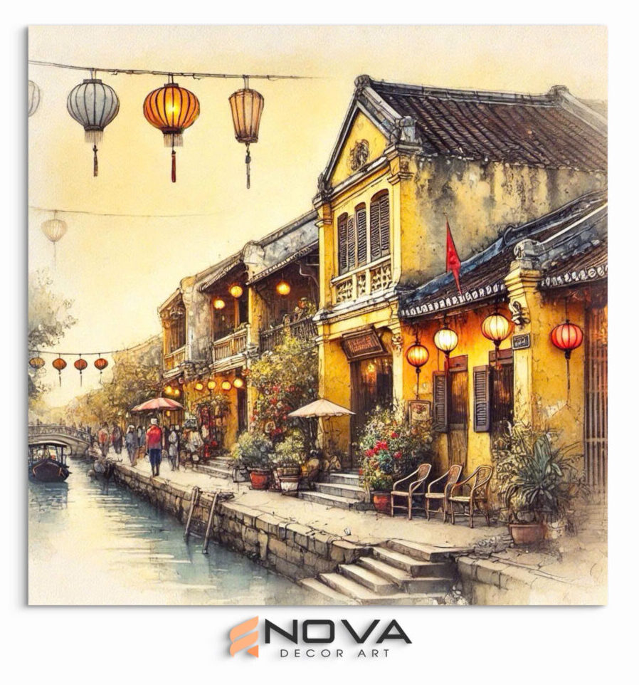 tranh hội an chiều tà