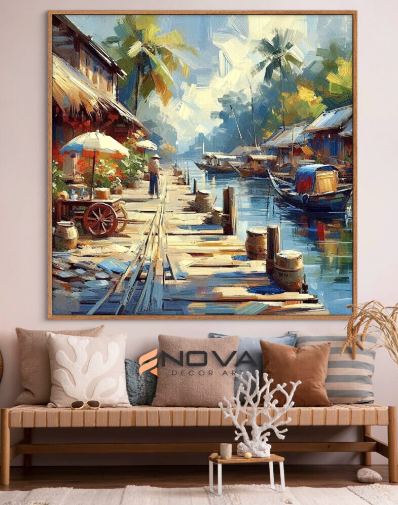 tranh nhịp sống vùng sông nước