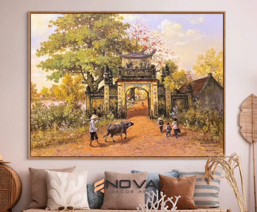 tranh phong cảnh - tranh cổng làng