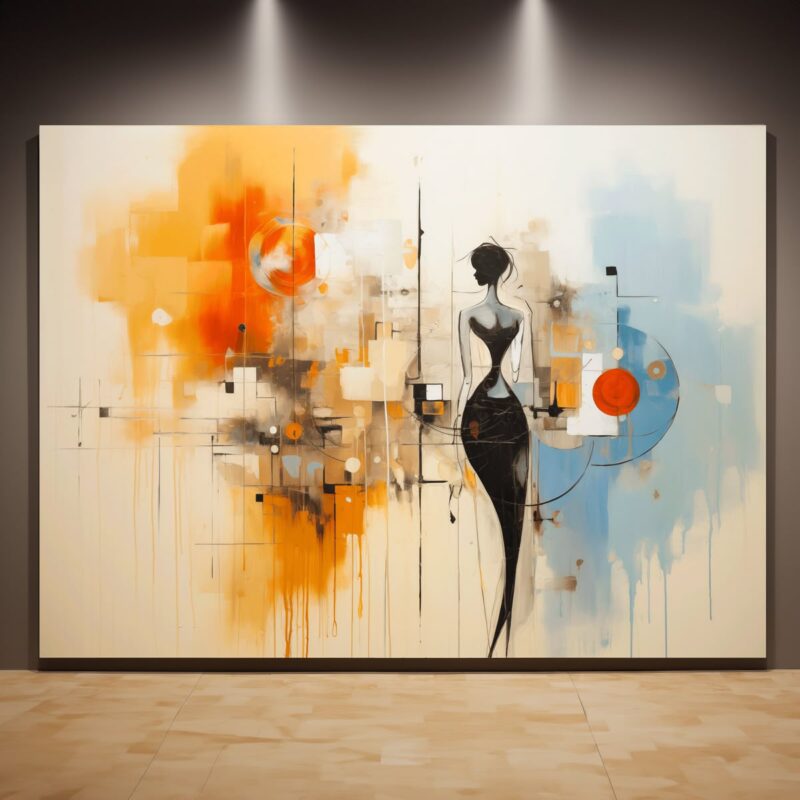 trang canvas truu tương- co gái