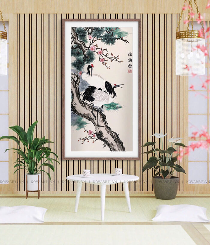 Tranh Phong Thuỷ Tùng Hạc Diên Niên NOP004