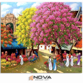 Tranh Hà Nội rực sắc hoa