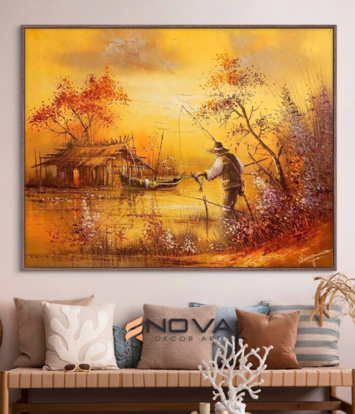 demo tranh câu cá mùa thu