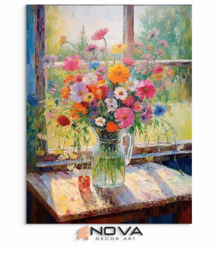 tranh hoa dại bên cửa