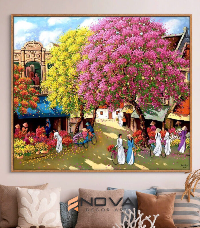 tranh Hà Nội rực sắc hoa