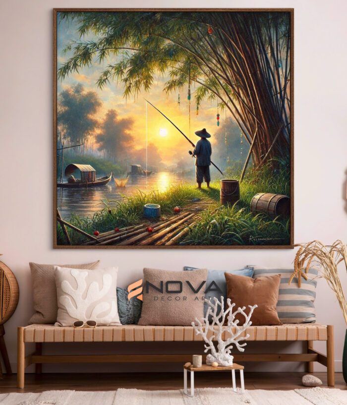 tranh Tuổi thơ trên bến nước