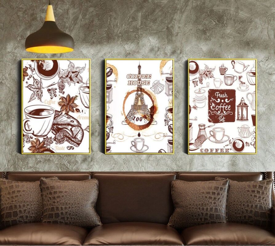 tranh canvas quán cafe- tranh bộ 