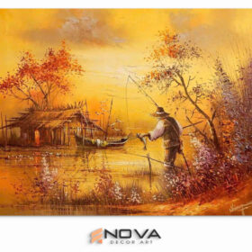 tranh câu cá mùa thu