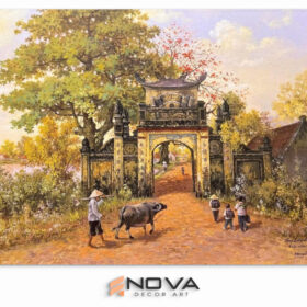 tranh cổng làng tranh phong cảnh đầu làng