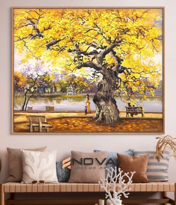 tranh hồ gươm sắc thu