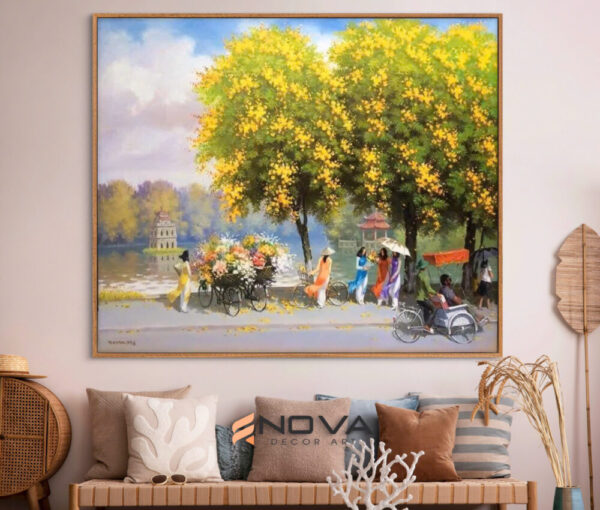 tranh hồ gươm vào thu