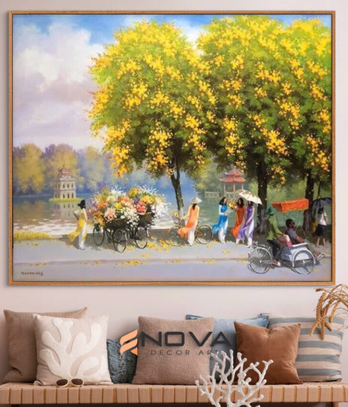 tranh hồ gươm vào thu