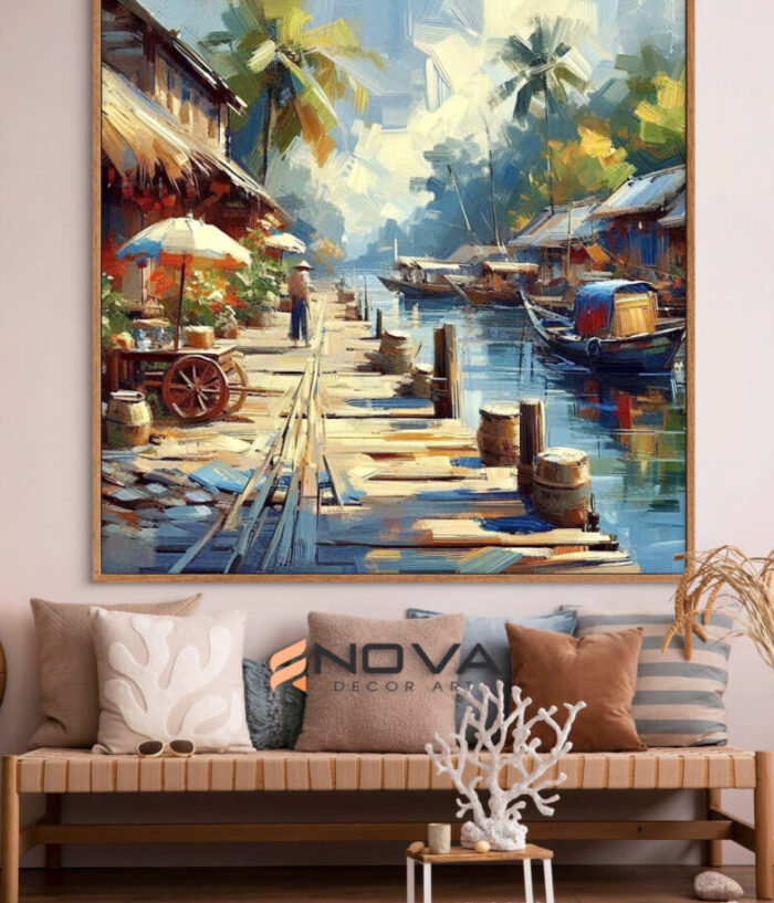 tranh nhịp sống vùng sông nước