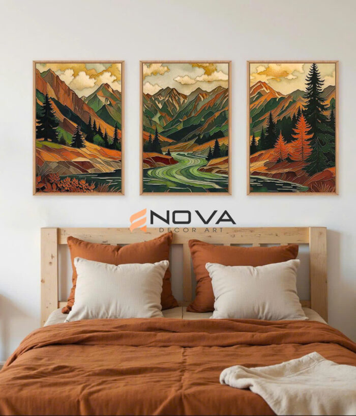 tranh trừu tượng bộ 3 tấm