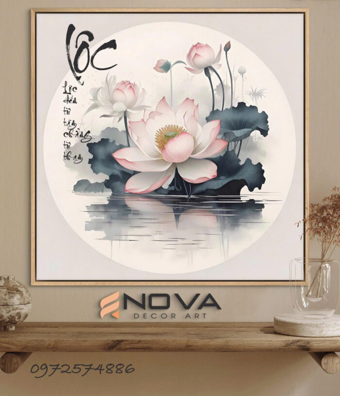 Tranh Hoa Sen - NOS012 Tranh thư pháp chữ Lộc