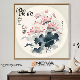 Tranh Hoa Sen - NOS013 Tranh thư pháp chữ Phúc