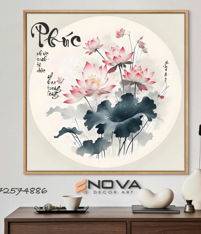 Tranh Hoa Sen - NOS013 Tranh thư pháp chữ Phúc